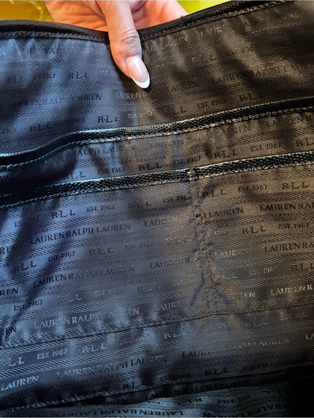 Ralph Lauren Black Leather Tote with Stud Accents - Picture 7 of 8